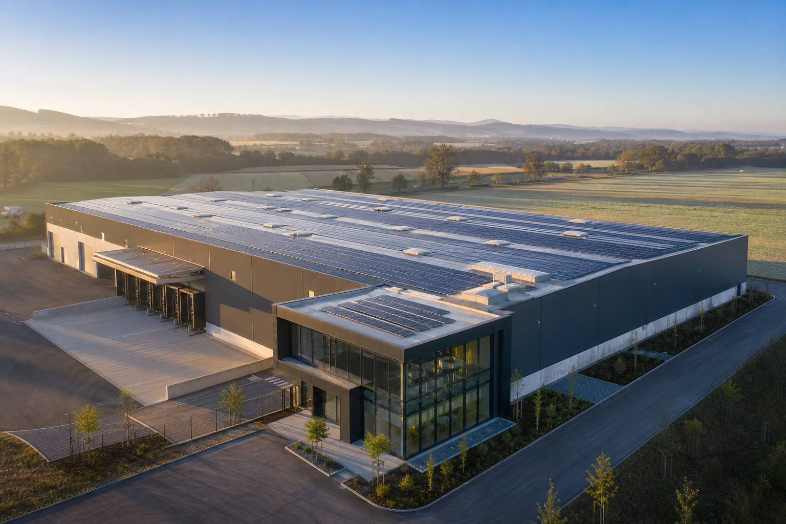 Gewerbegebäude mit Photovoltaikanlage