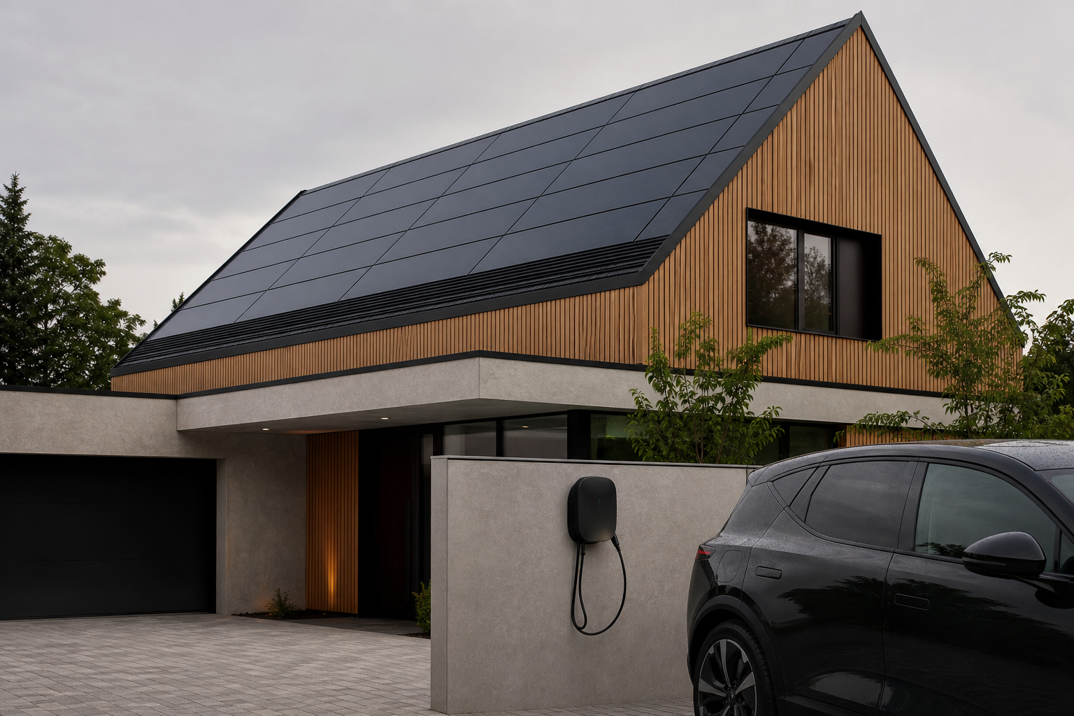 Wohnhaus mit Photovoltaik und moderner Gebäudetechnik
